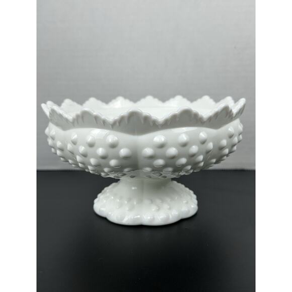 Vintage White Milk Glass Hobnail Pedestal Tapered 6 Candle Holder 7” - Picture 1 of 7